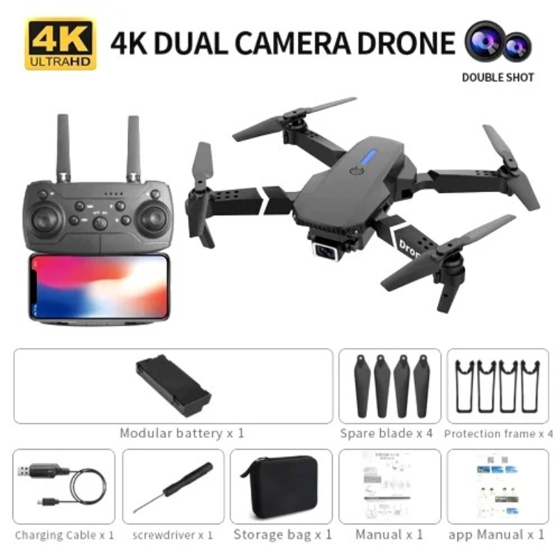 Mini drone RC E88 pliable avec - Drone Kit Tricopter avis et prix